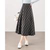 TERRE BLEUE Women's Retro High-Waist Plaid A-Line Midi Skirt
