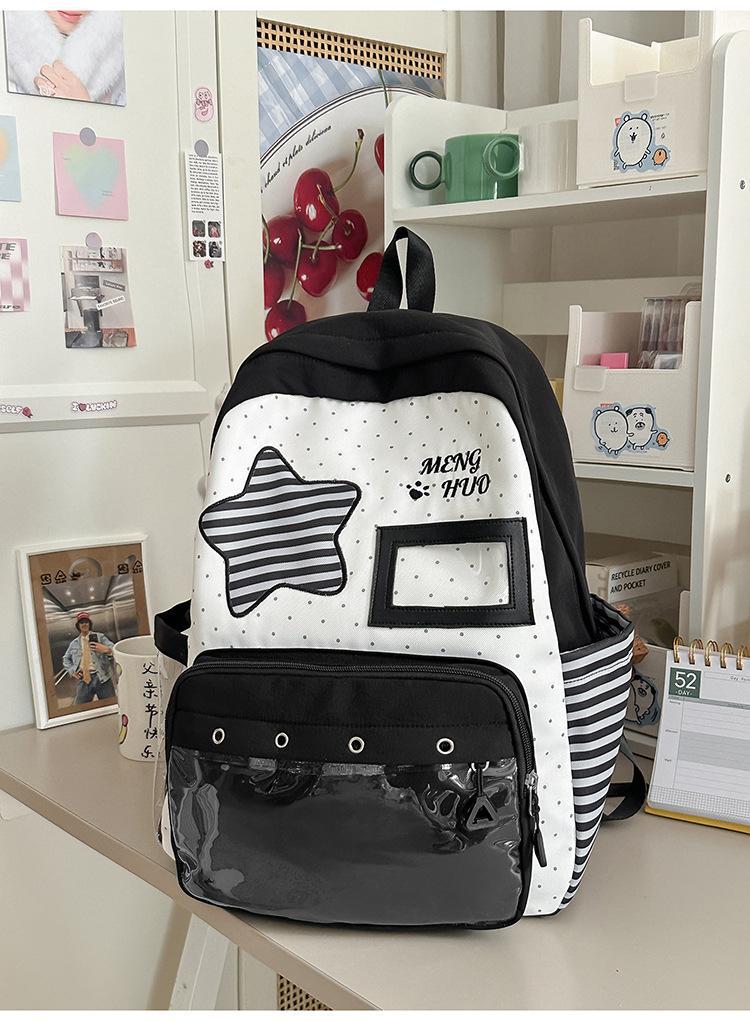 Schoolbag Sweet Wind Milk Blue Striped Stars Student Backpack Korean ins Vitality Age Reduction Travel Small Backpack