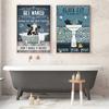 Niedliche Tiere Leinwand Malerei Schwarze Katze Get Naked Poster Hai Kaninchen Waschbär Druck Toilette Wand Kunst Bild Badezimmer Home Decor