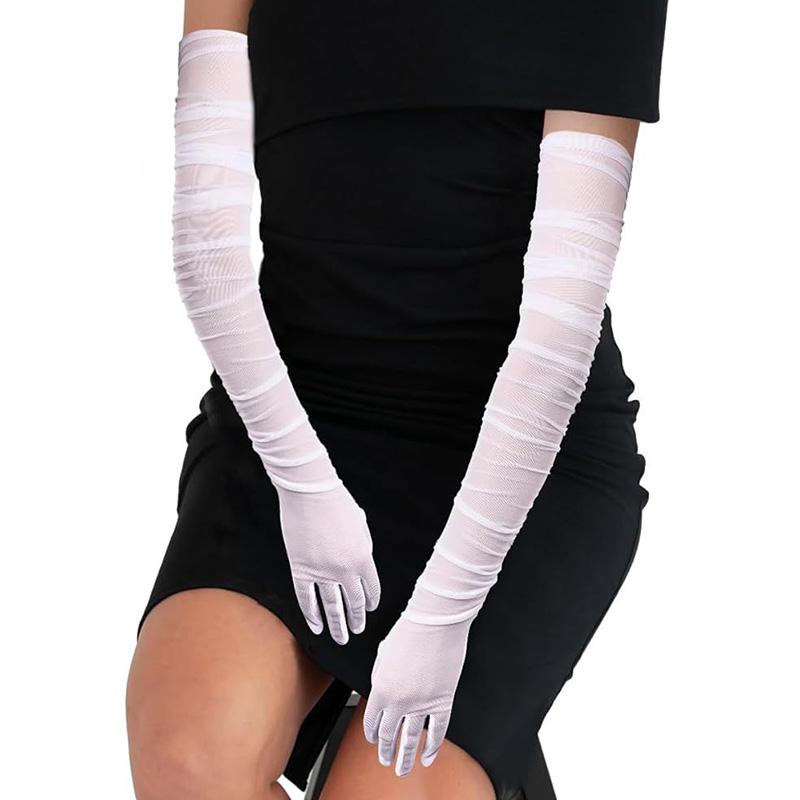 

70 см Очень Длинные Сексуальные Женские Прозрачные Эластичные Сетчатые Тюлевые Однотонные Перчатки Опера Хэллоуин Костюм Косплей Вечеринка Танцевальные Перчатки One Size