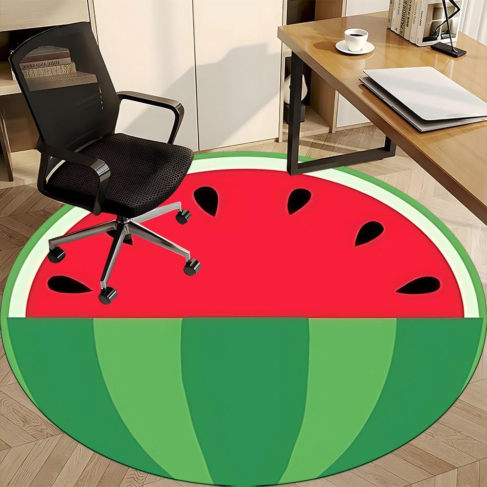 1pc Watermelon Slice Office Round Area Rug, Mat Suitable For Office, Under Office Chairs Bedroom Living Room Home Decor, Room Deco