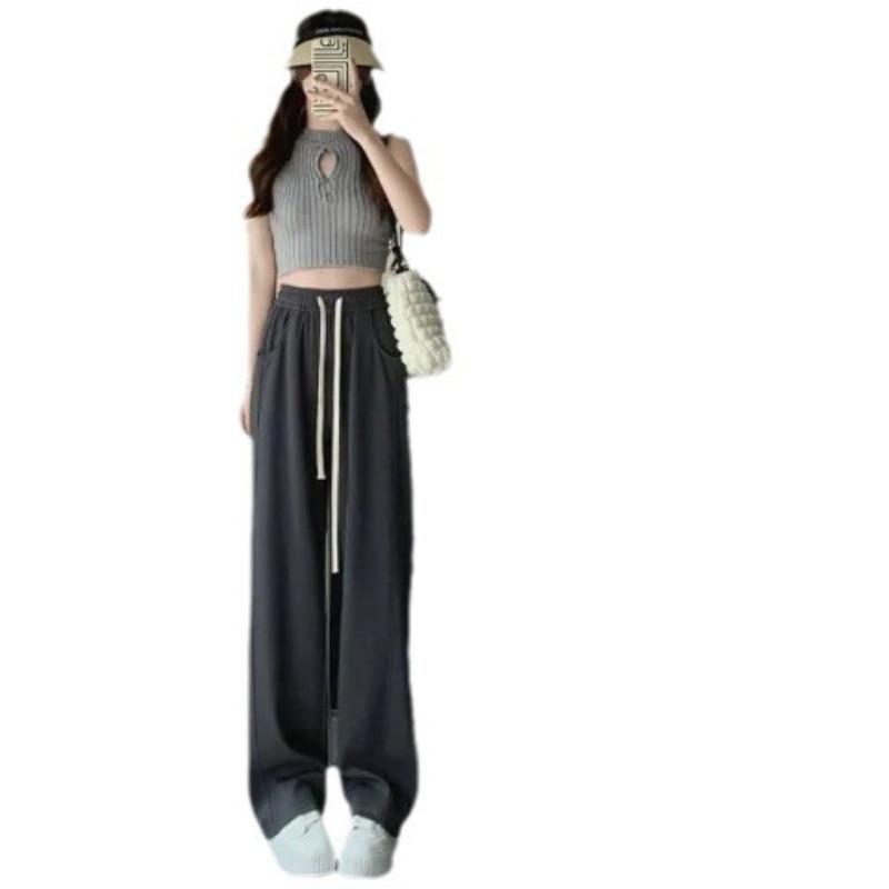 Spring and Autumn New High Waist Loose Straight Banana Pants Casual Wide Leg Pants Women's
