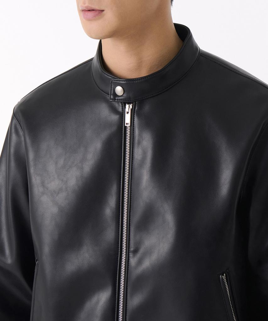 Musinsa Standard Synthetic Leather Cafe Racer Jacket [Black]