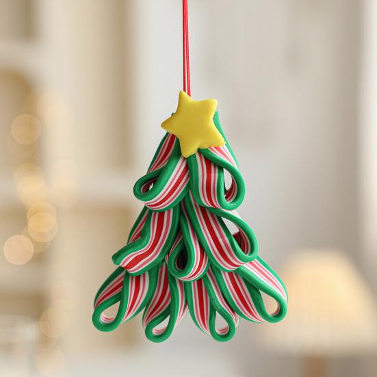 Christmas Lollipop Ornament Colorful Polymer Clay Peppermint Candy Cane Hanging Decoration Xmas Tree Holiday Party Home Decor Festival Gift