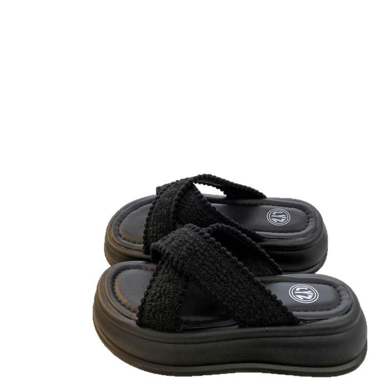 Fairy wind cool slippers, women's 2025 summer new wear soft-soled lazy shoes with skirts, beautiful thick-soled slippers