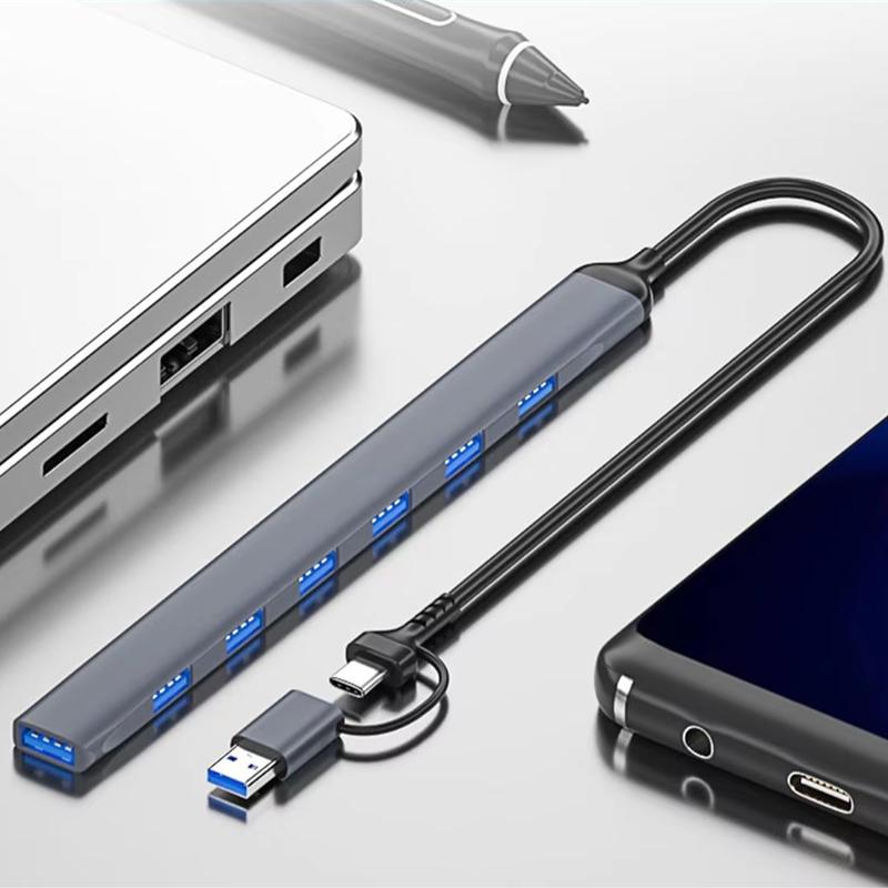 7 Ports USB 3.0 Type C HUB Expander Splitter High Speed OTG Adapter Docking Station For LaptopPC Hard Drive Mouse Keyboard