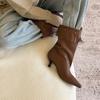 Boots stacked boots new retro stiletto mid-tube women's boots fringed stiletto versatile fashion autumn and winter fashion boots