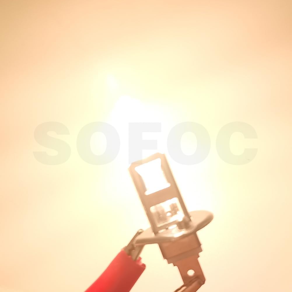 SOFOC Ultra Bright H1 Car Fog Lights Headlights High/Low Beam Lamps, 24V 100W, Yellow, 3000K, Set of 2