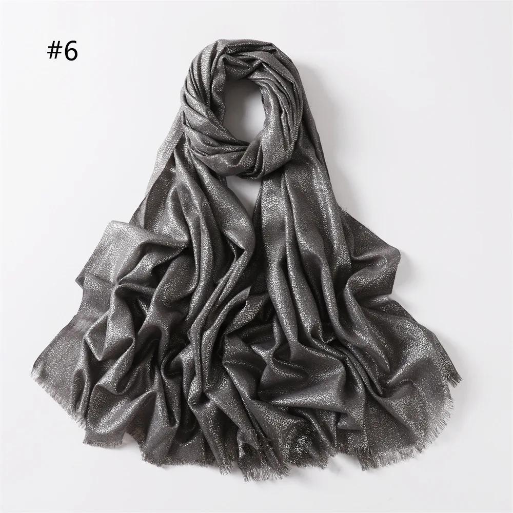 New Fashion Glitter Hijab Cotton Scarf Wraps Autumn Headscarf Shawls Muslim Scarf For Women Shimmer Fringe Scarves Instant Hijab
