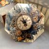 Steampunk  pattern, automatic folding umbrella, portable and foldable design, 8 ribs, a Christmas or birthday gift.