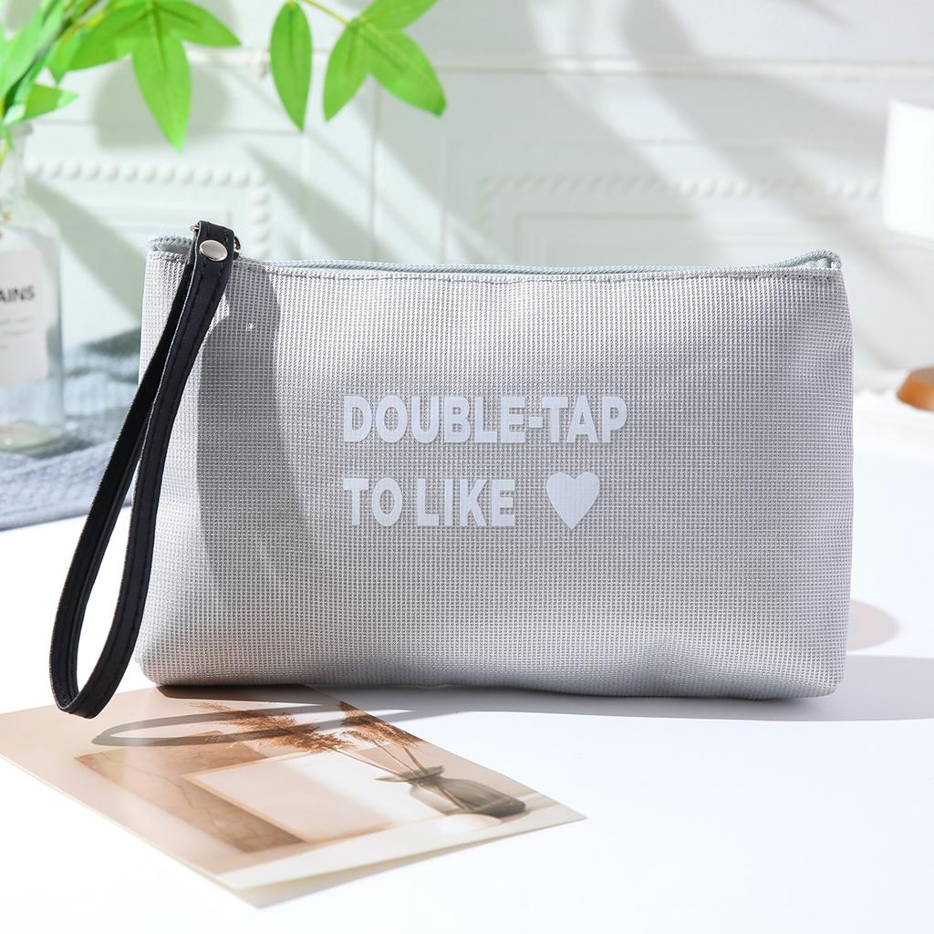 Love waterproof letter makeup bag Multi functional minimalist cosmetic bag Portable lipstick storage bag