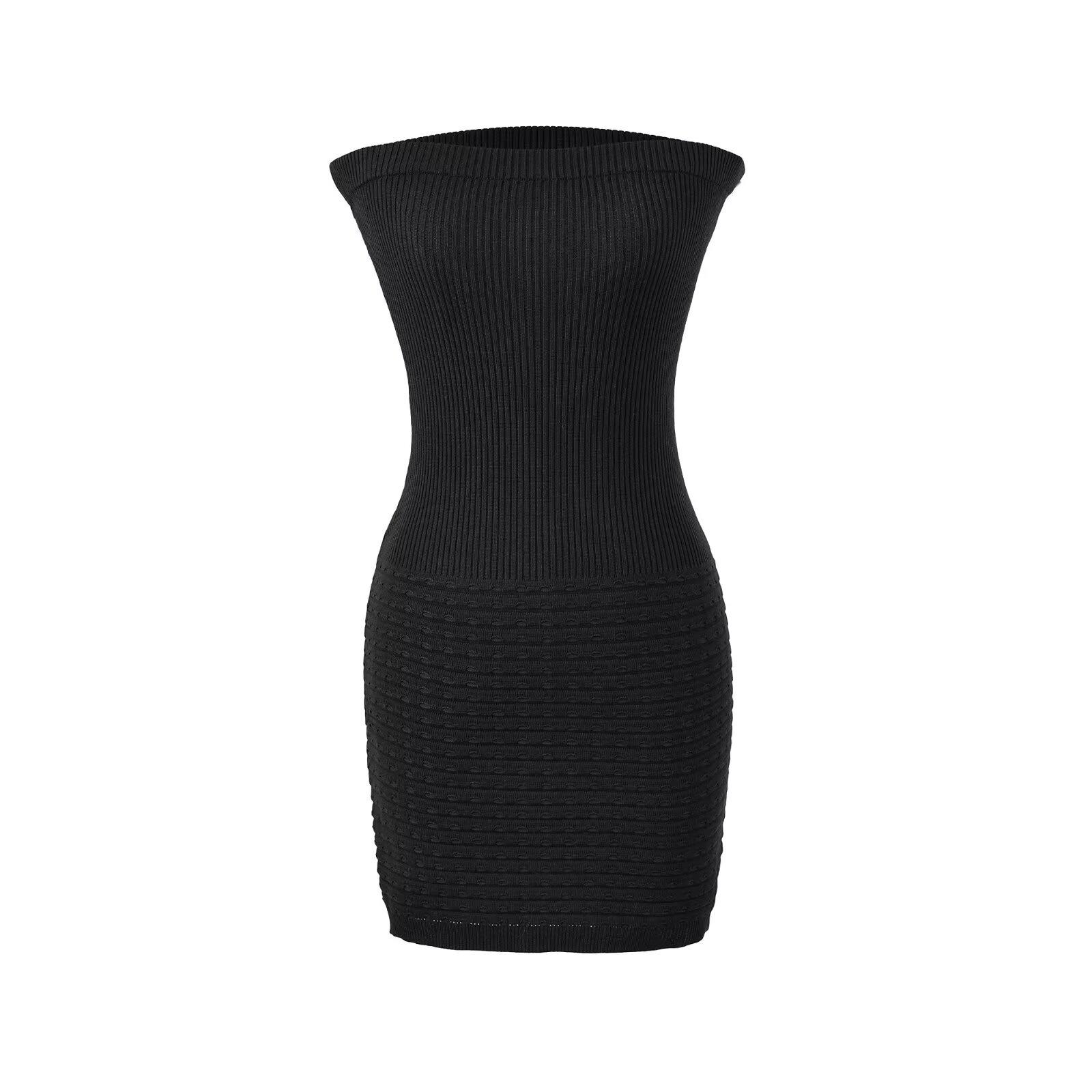 

Spicy Girl Sexy Slim-Fit Strapless Knit Dress – Versatile Hip-Hugging Short Skirt for Spring 2026 Medium