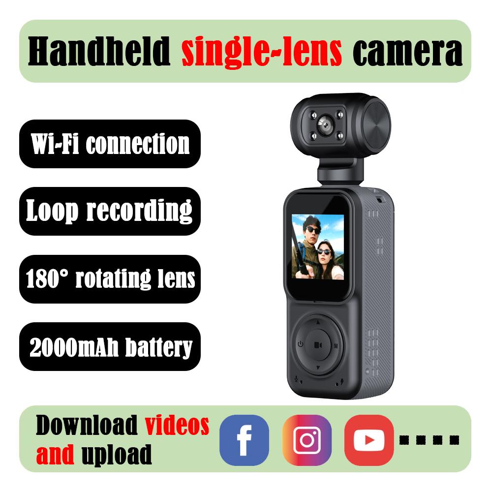 

UHD 4K/30fps WiFi App control Dual front and rear cameras Video Recording Cameras 180°Rotatable Anti-shake Vlog Camera Sport Cam NONE