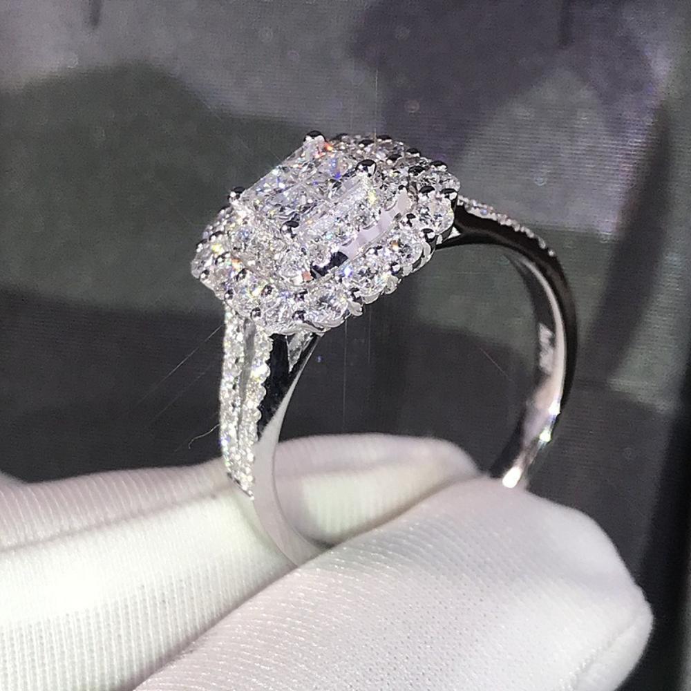 New European American Classic Women's Micro-paved Zircon Wedding Ring - Luxury Shiny Engagement Proposal Hot- Jewelry