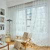 Sheer Embroidered Curtain Panel With Sequins Living Room Bedroom North European Style Light Filtering