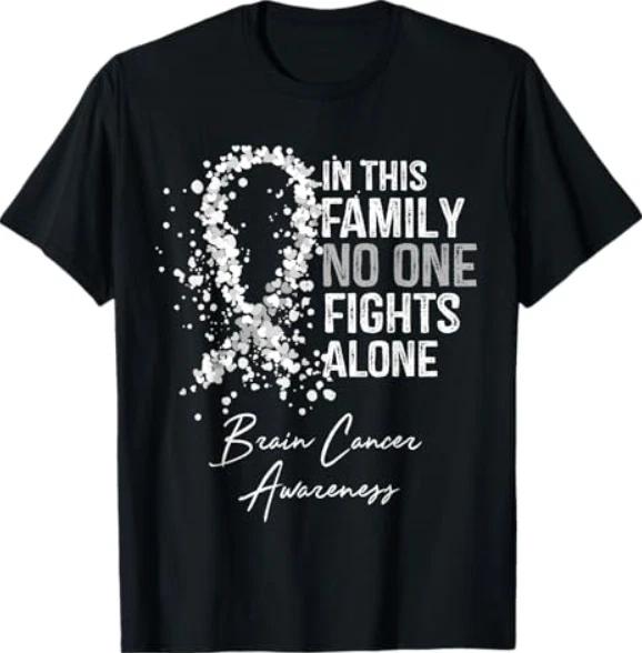 No One Fights Alone. in This Family - Shirt Brain Cancer T-Shirt L