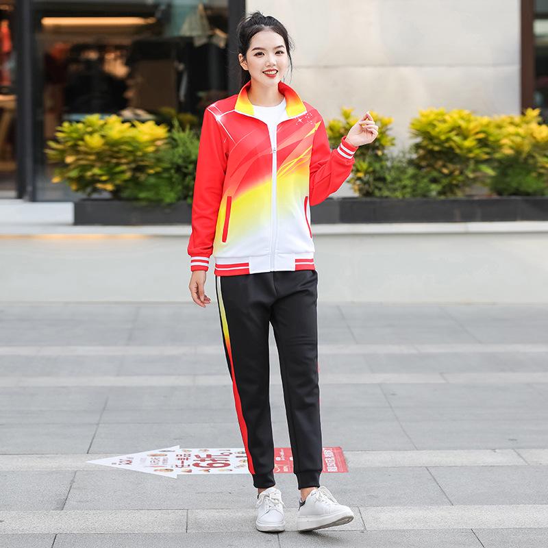 2021 Unisex Spring/Autumn Sports Suit: Long Sleeve Lapel for Running, Casual, Class, or School - Couples' Matching Set