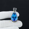 Coffin Shape Swiss Blue Topaz Pendant, 925 Sterling Silver Pendant, Handmade Pendant, Coffin Gemstone Jewelry, Silver Jewelry For Women Gift