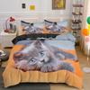 3D Katze Bettwäscheset Luxus Tier Bettbezug mit Kissenbezug Queen King Einzel Doppelgröße für Mädchen Junge Polyester Steppdecke