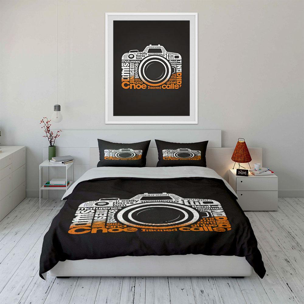 Camera and Typography Design. Bedding Sets Duvet Cover Sets Duvet Covers Pillowcases(1 * Duvet Cover 2 * Pillowcases, Without Duvet Insert)