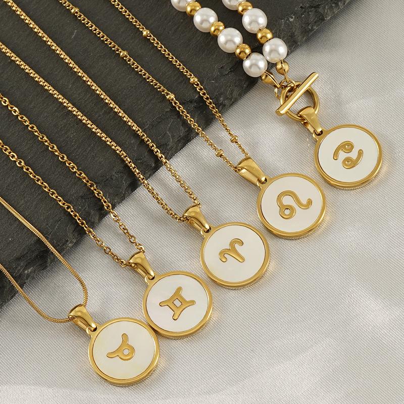 New 18K white shell constellation titanium steel pendant French temperament versatile commuter necklace