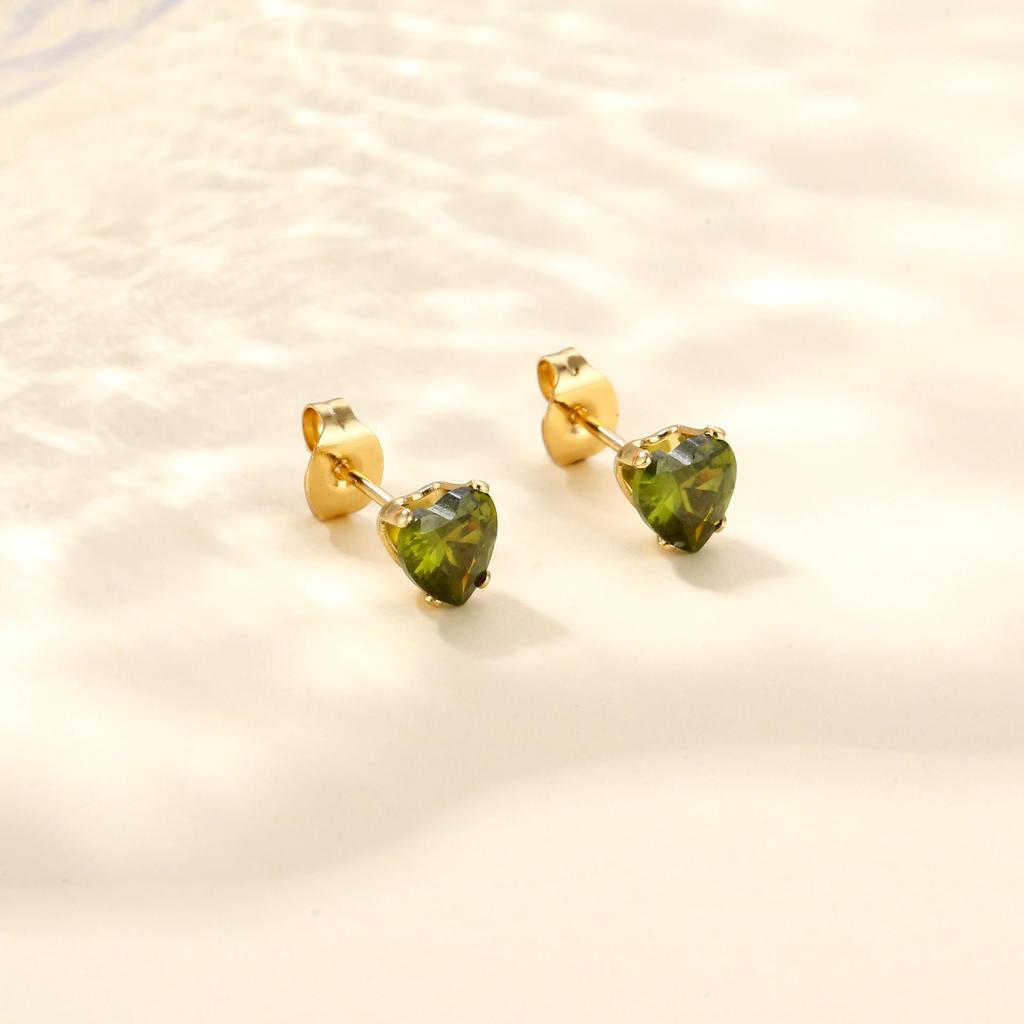 Elegant Stainless Steel Heart Zircon Stud Earrings, Light Luxury & Versatile Design.