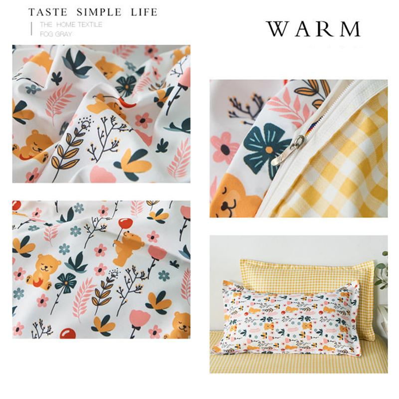 Four-piece Bedding Washed Cotton Single Double Student Three-piece Bed Linen Quilt Cover Pillowcase