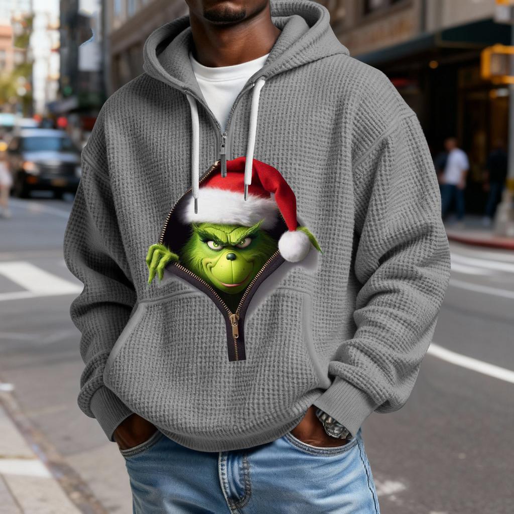 Mokaloha Men's Casual Solid Color  Zipper Long Sleeve Hooded Sweatshirt, Everyday Zipper Casual Long Sleeve T-Shirt