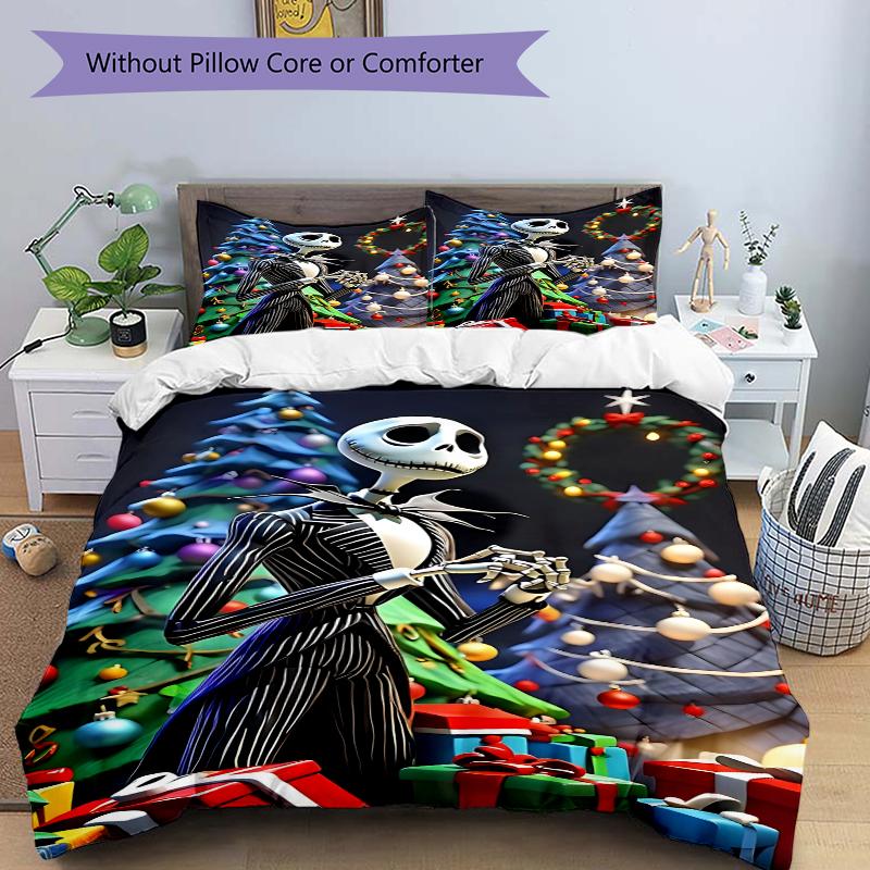 3Pcs Christmas Nightmare Before Bedding Set Quilt Cover Pillowcase Home Christmas Xmas Halloween Gift 1 Duvet Cover 2 Pillowcase S921433