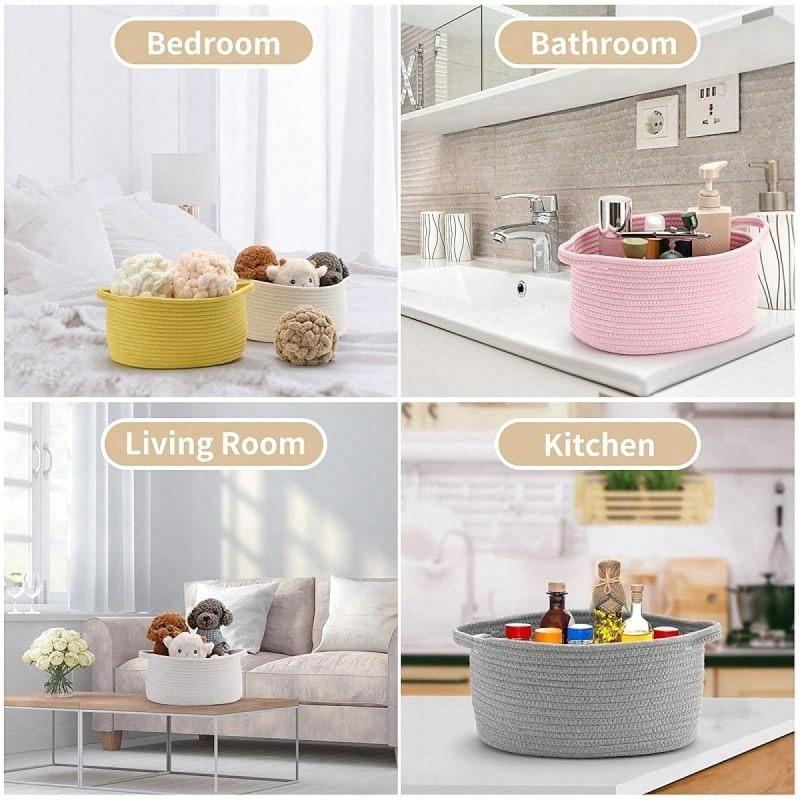 1 Cute Woven Storage Basket With Handle, Suitable For Gift Giving, Storage Decoration Organizer Toy Storage Basket