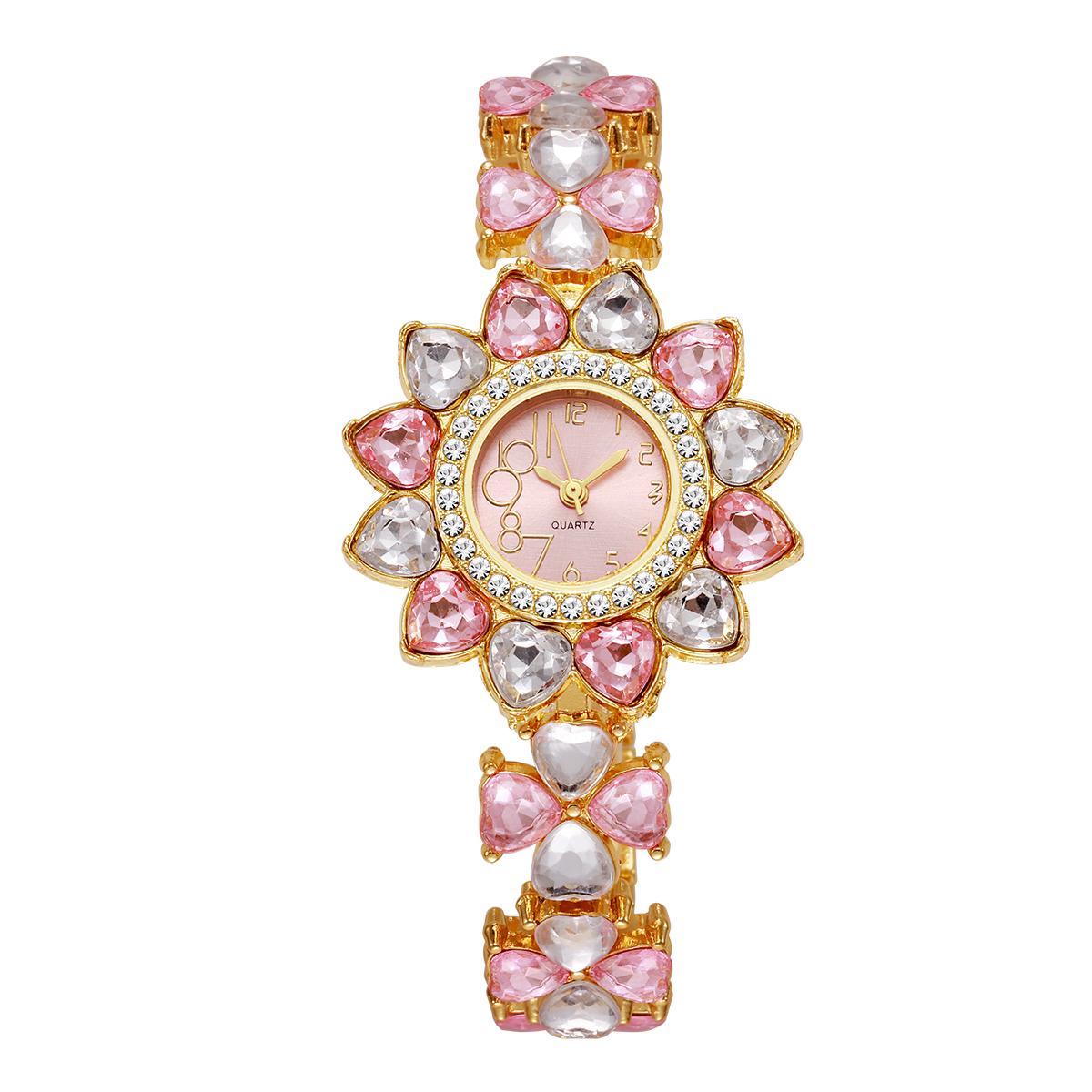 

Роскошные женские часы со стразами, модные часы с цветочным циферблатом и браслетом, кварцевые часы для женщин, часы Reloj Mujer