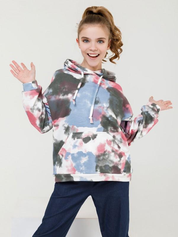 Felpa lavorata a maglia con stampa astratta ISSA Plus 122 bianco