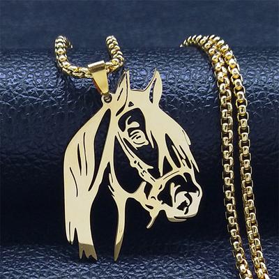 Horse Head Pendant Necklace for Women/Men Stainless Steel Animal Horse Accessories Chain Necklaces Jewelry Colar Masculino N2026