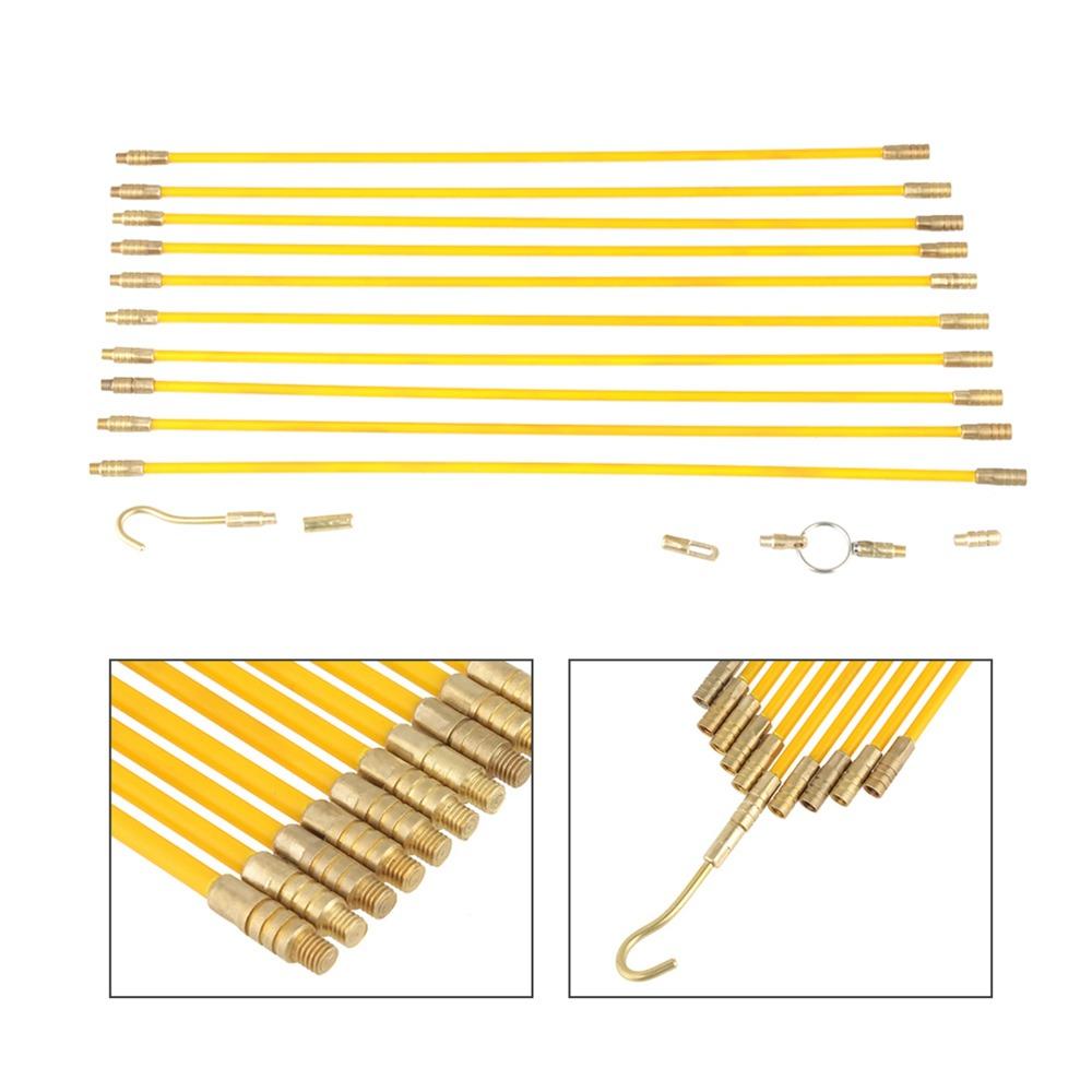 10PCS 4mm Running Wire Fiberglass Fish Tape Professional Tool Pull & Push Kit  Wire Running