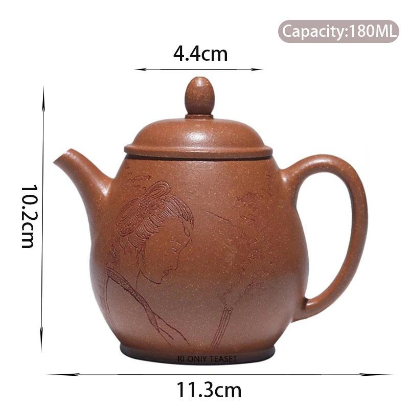 180ml Yixing Yixing Zisha teapot handmade figure pattern beauty tea infusion pot Kung Fu tea set