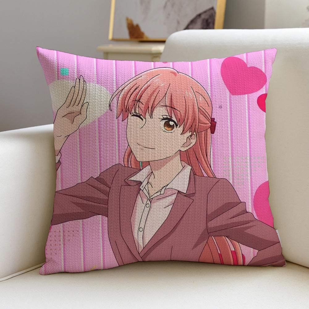 Wotakoi Love Is Hard for Otaku Cushion Cover Breathable and skinfriendly linen pillowcase square removable and washable cushion