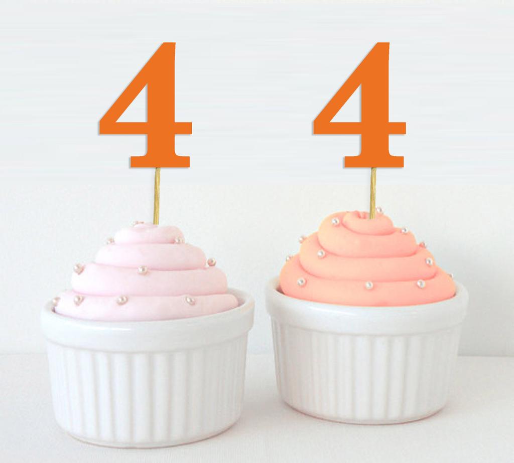 Darling Souvenir| Number 4 Birthday Year Cupcake Toppers| Birthday  Anniversary Party Dessert Decorations - Pack Of