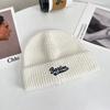 Large Head Circumference Woolen Hat for Men, Winter Thickened Warm Ear Protection Letter Knit Hat, Japanese Style Simple Versatile Cold Weather Hat