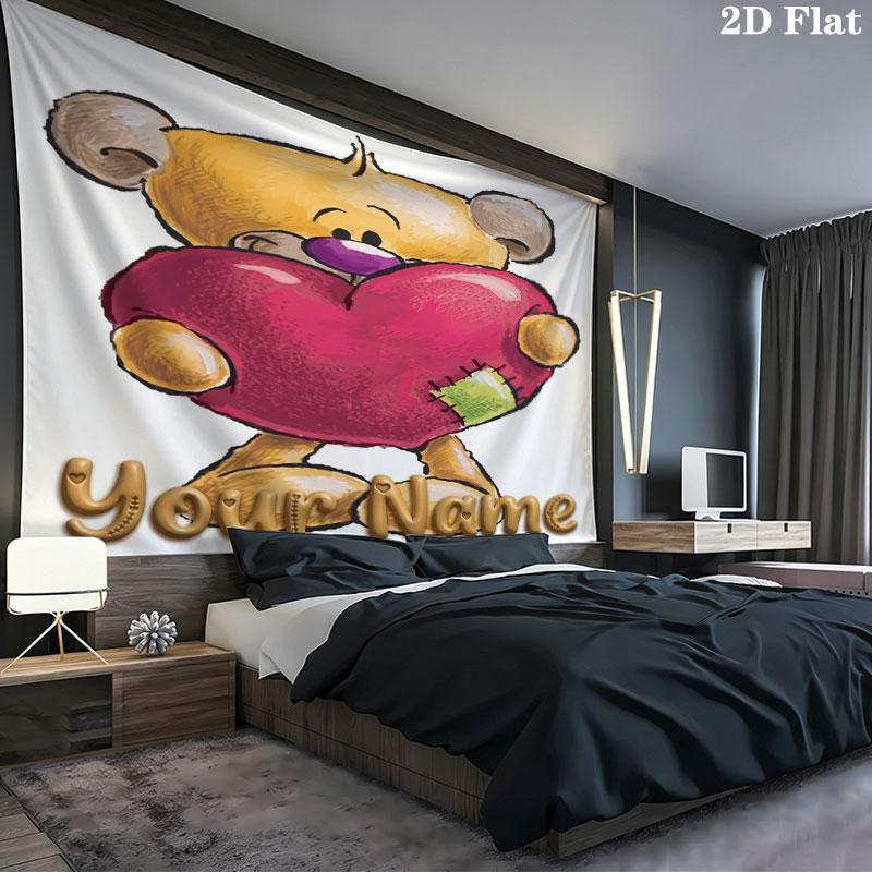Diddl Custom Name Wall Tapestry Aesthetic Wall Hanging Printed Fabric Blanket Decorative Tapestries for Bedroom Living Room Home Decor