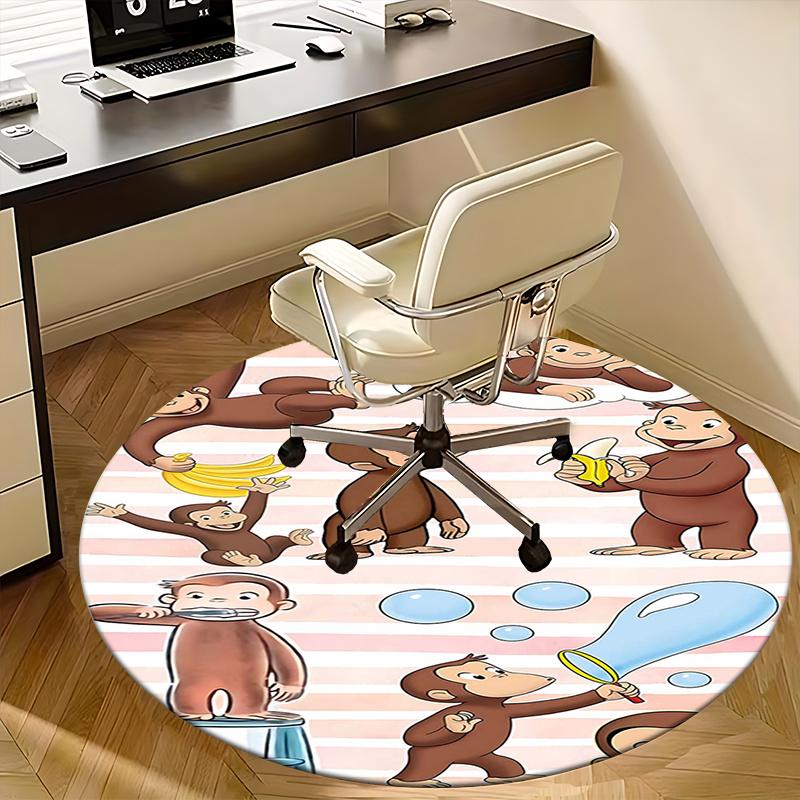 Curious George,Monkey Adventures Chair mat Round Rug Office carpet, Non slip, Suitable for Living Rooms, Bedrooms Decor 1205523a