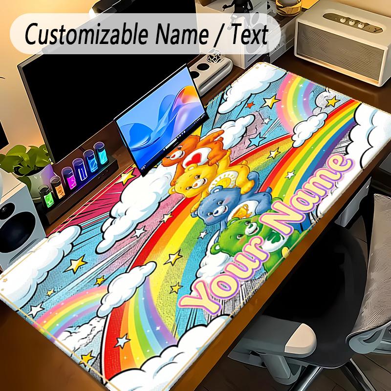 Large Mouse PadCare Bears Custom Name Text Personalized Desk Mat Non Slip Gaming Pad