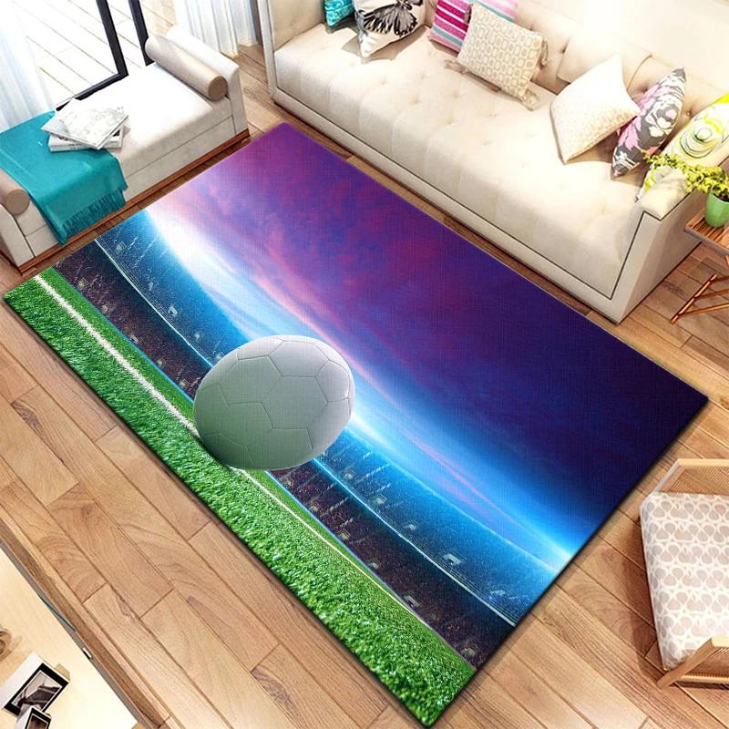 Soccer Football Sports Silhouette Pattern Carpet for Living Room Rugs Camping Picnic Mat Anti-Slip Rug Crawl Mat Fans Gift