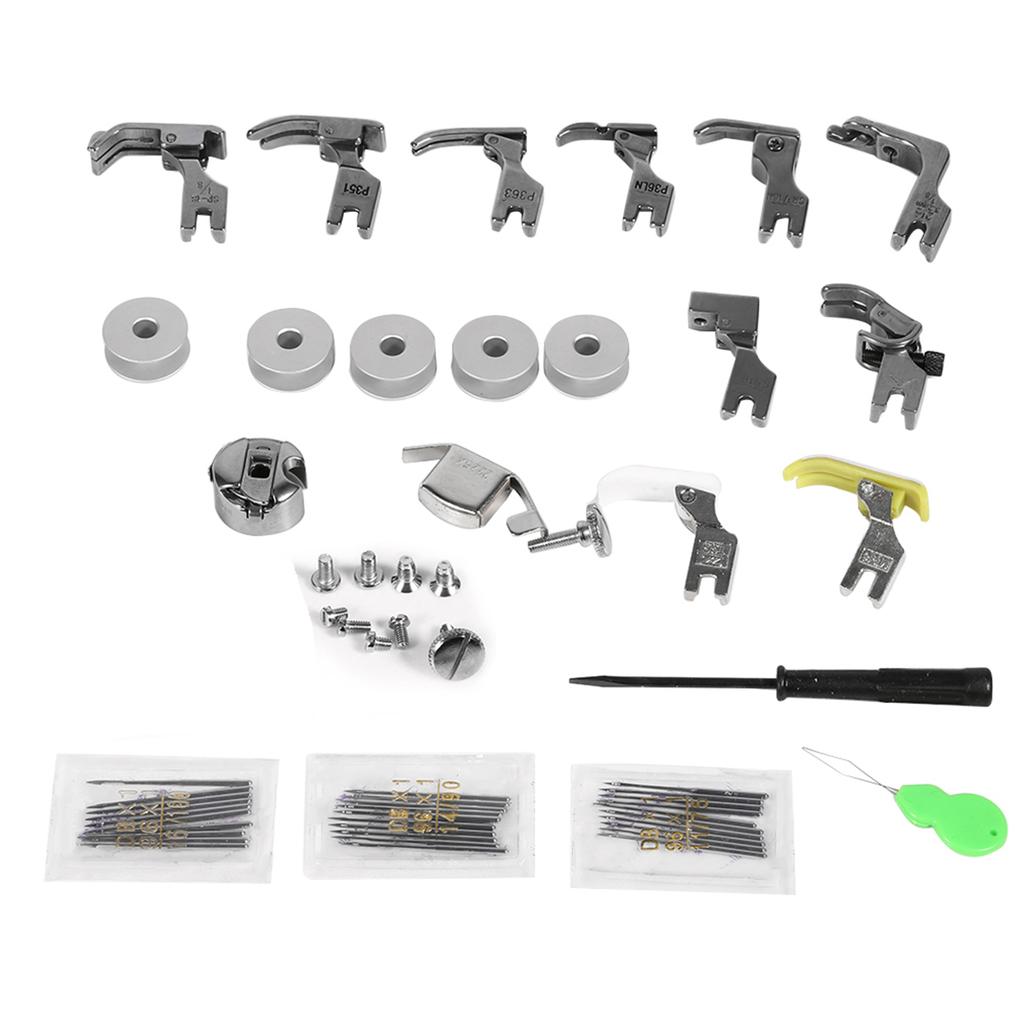 17 Sets Universal Industrial Flat Sewing Machine Parts Presser Pressure Foot Accessories   Case