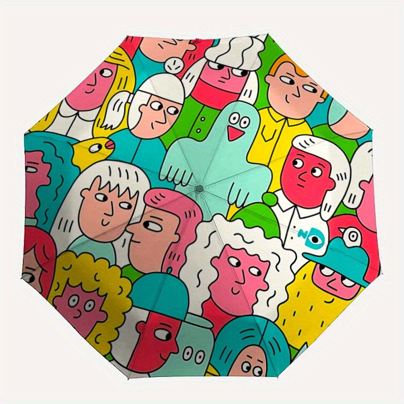 

1pc Cartoon Characters Automatic Folding Umbrella, Portable & Foldable Design with 8 Ribs, Casual Outdoor Accessory yy250729087