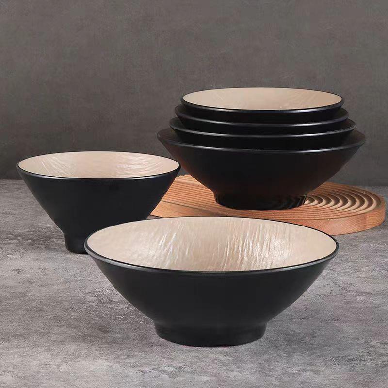Melamine Japanese Conical Hat Bowl - Large Plastic Soup, Rice, and Noodle Bowl