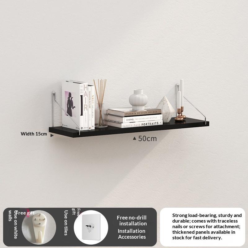 Black Floating Wall Shelves With Durable Metal Brackets Large Storage For Bedroom Living Room Home Decor