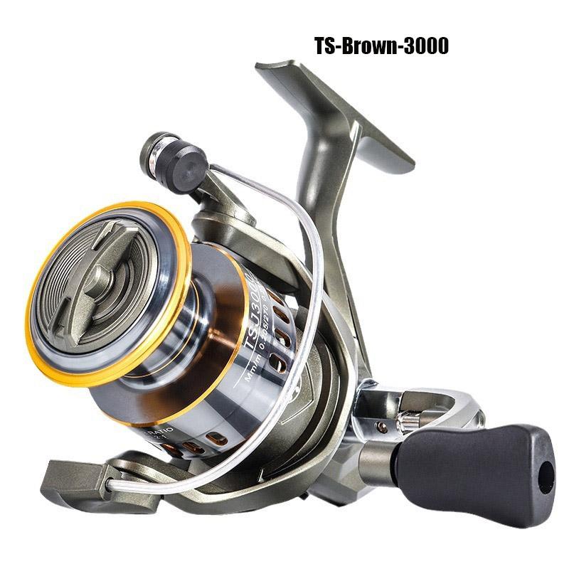 

Mavllos TS Spinning Fishing Reel Speed Ratio 5.2:1 Drag Power 4kg Metal Spool Long-cast Bass Carp Fishing Spinning Reel TS-Brown-3000