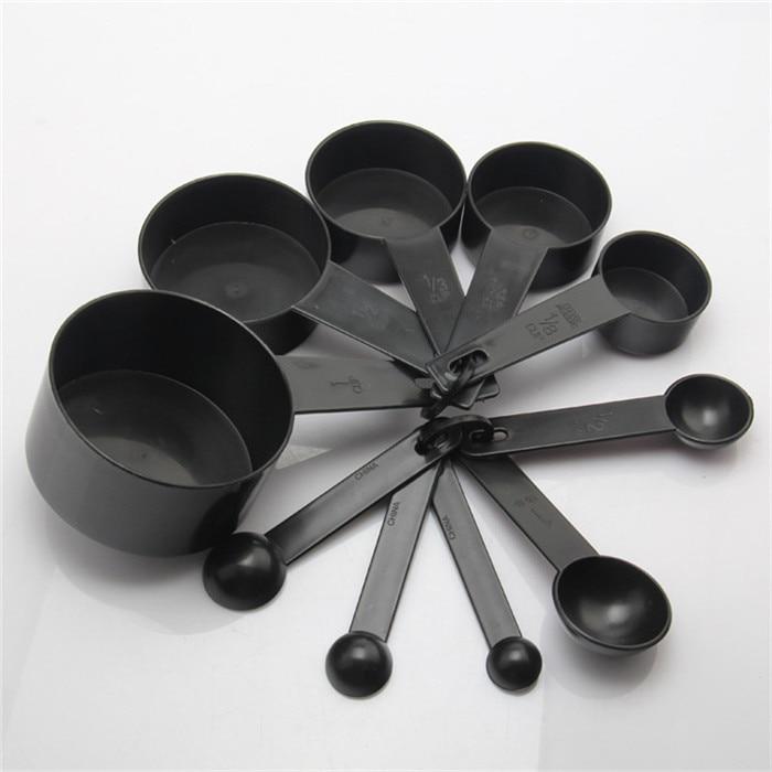 Black Plastic Measuring Cups 10pcs/lot Measuring Spoon Kitchen Tools Measuring Set Tools For Baking