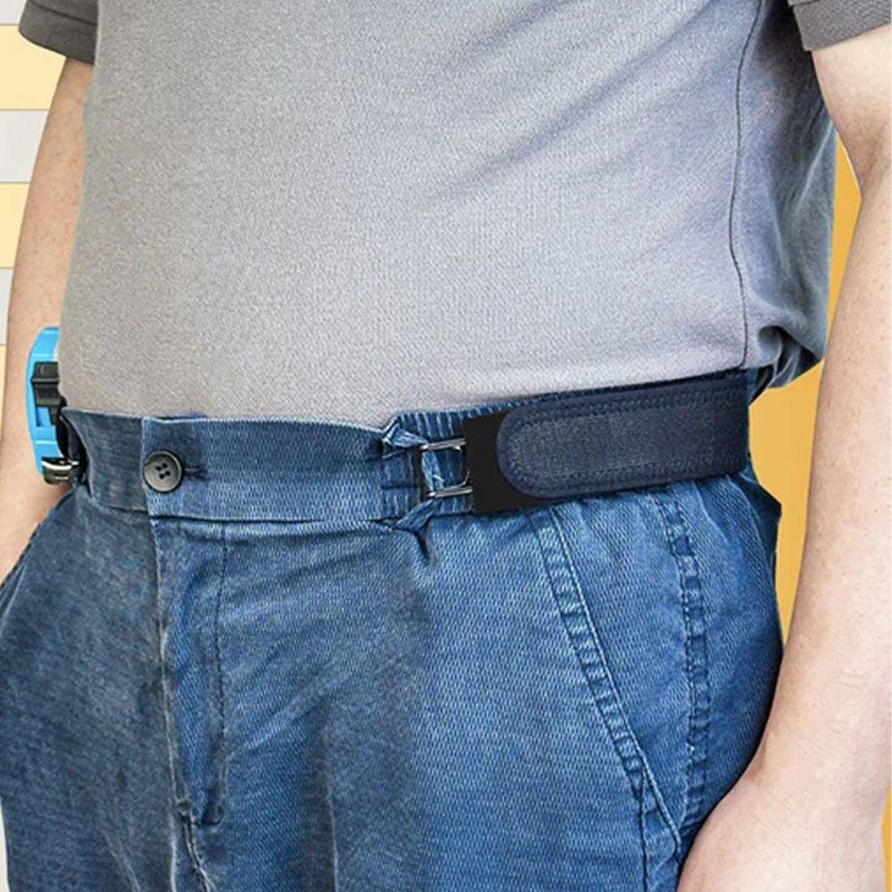 New Unisex Buckleless Belt Hook Waist Buckle Comfortable Elastic Waist Belt Adjustable Metal Hook Simple Useful Elastic Belt