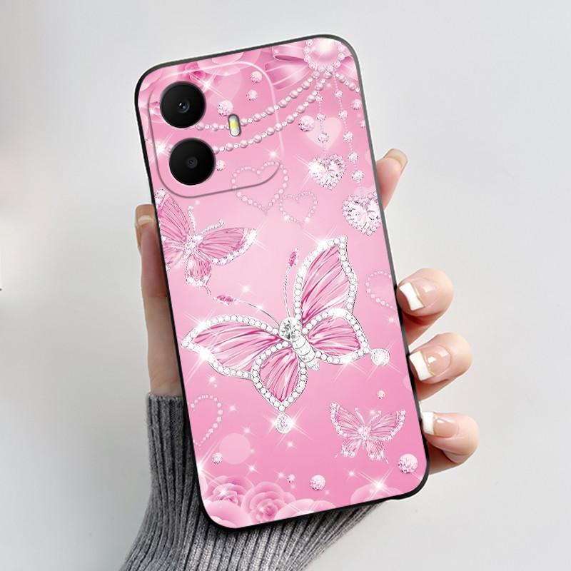 For TCL K70 4G 5G Case Luxury Fashion Butterfly Flower Black Soft Silicone Bumper Cover for TCL K70 Power T522A T522E Phone Case